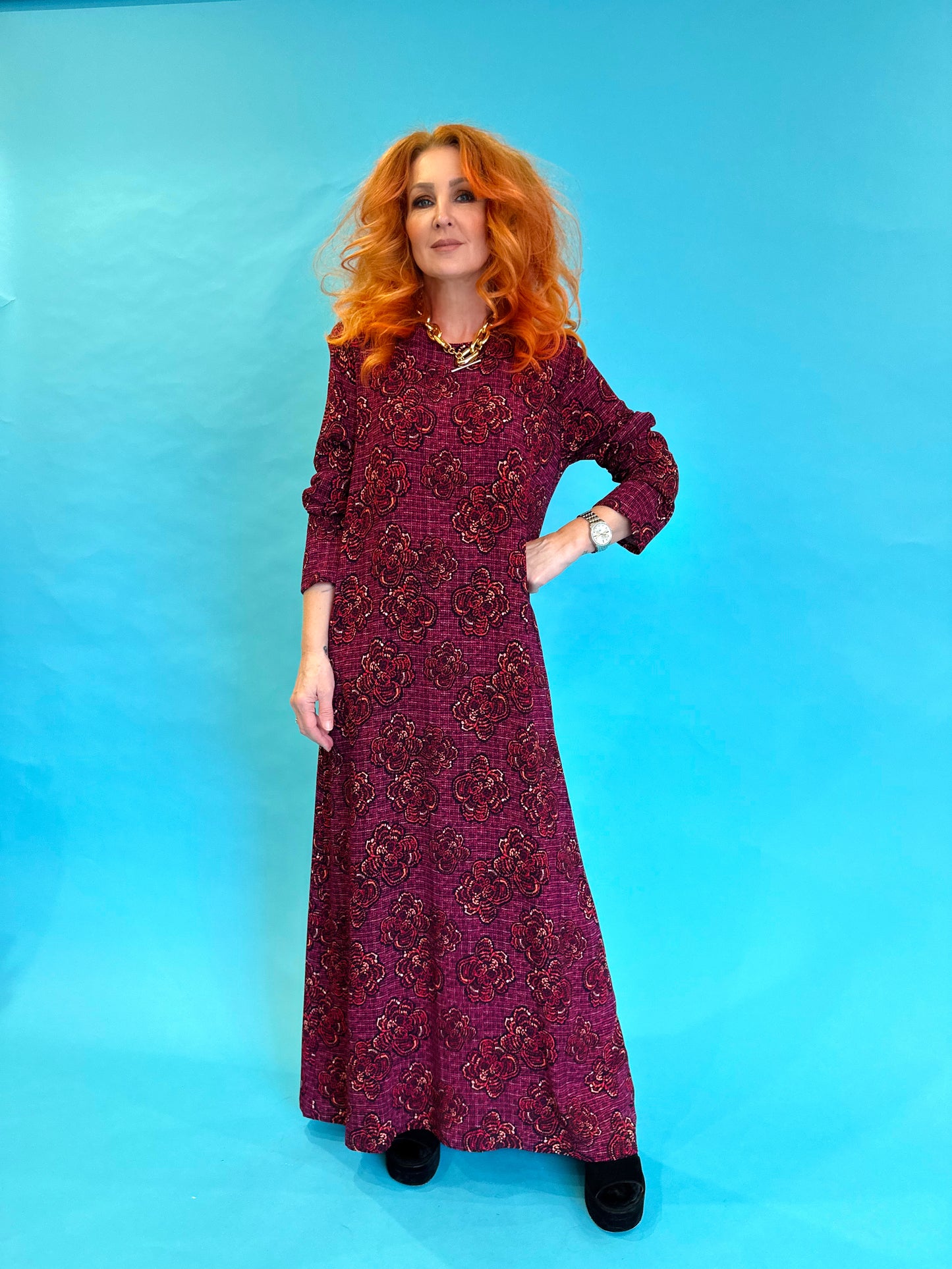 Column Dress in Baby Berry Bouclé LAST ONE