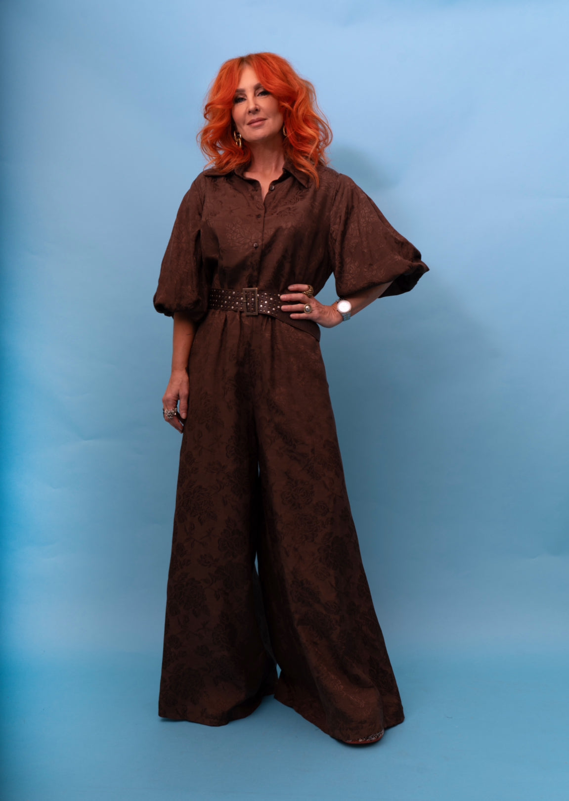 Dolly Shirt in Chocolate Rosa Jacquard