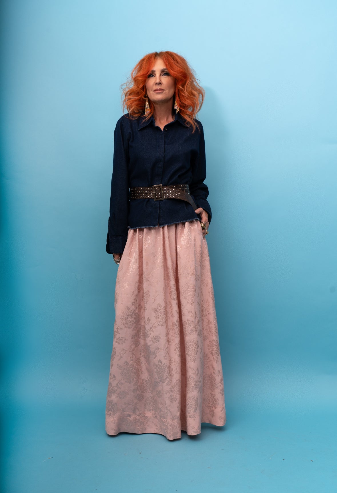 Full Skirt in Pink Rosa Jacquard