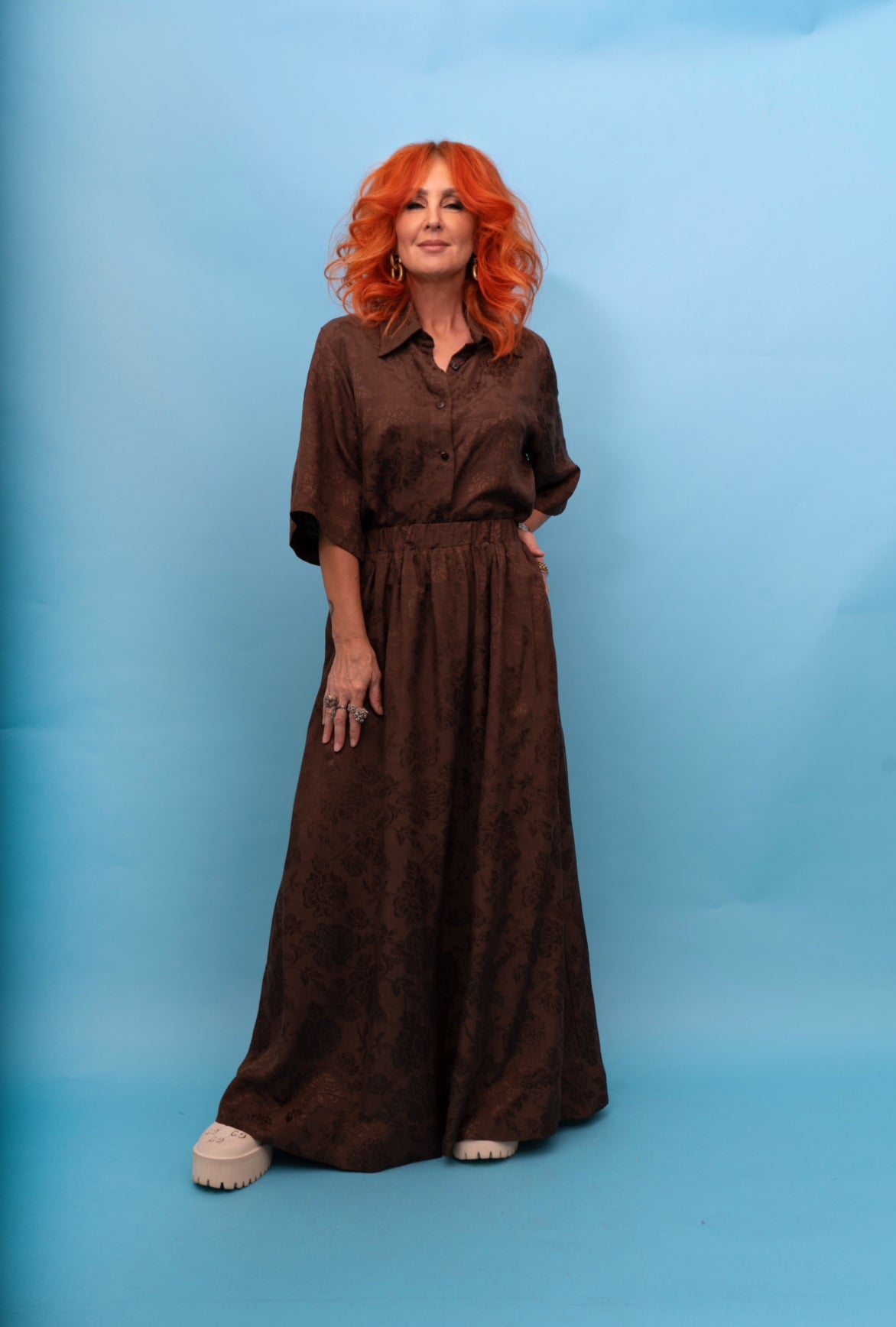 Classic Shirt in Chocolate Rosa Jacquard