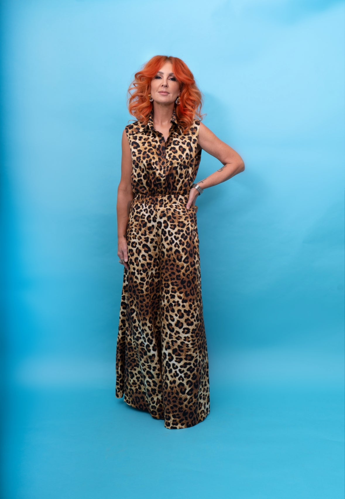 Classic Sleeveless Shirt in Bronze Leopard