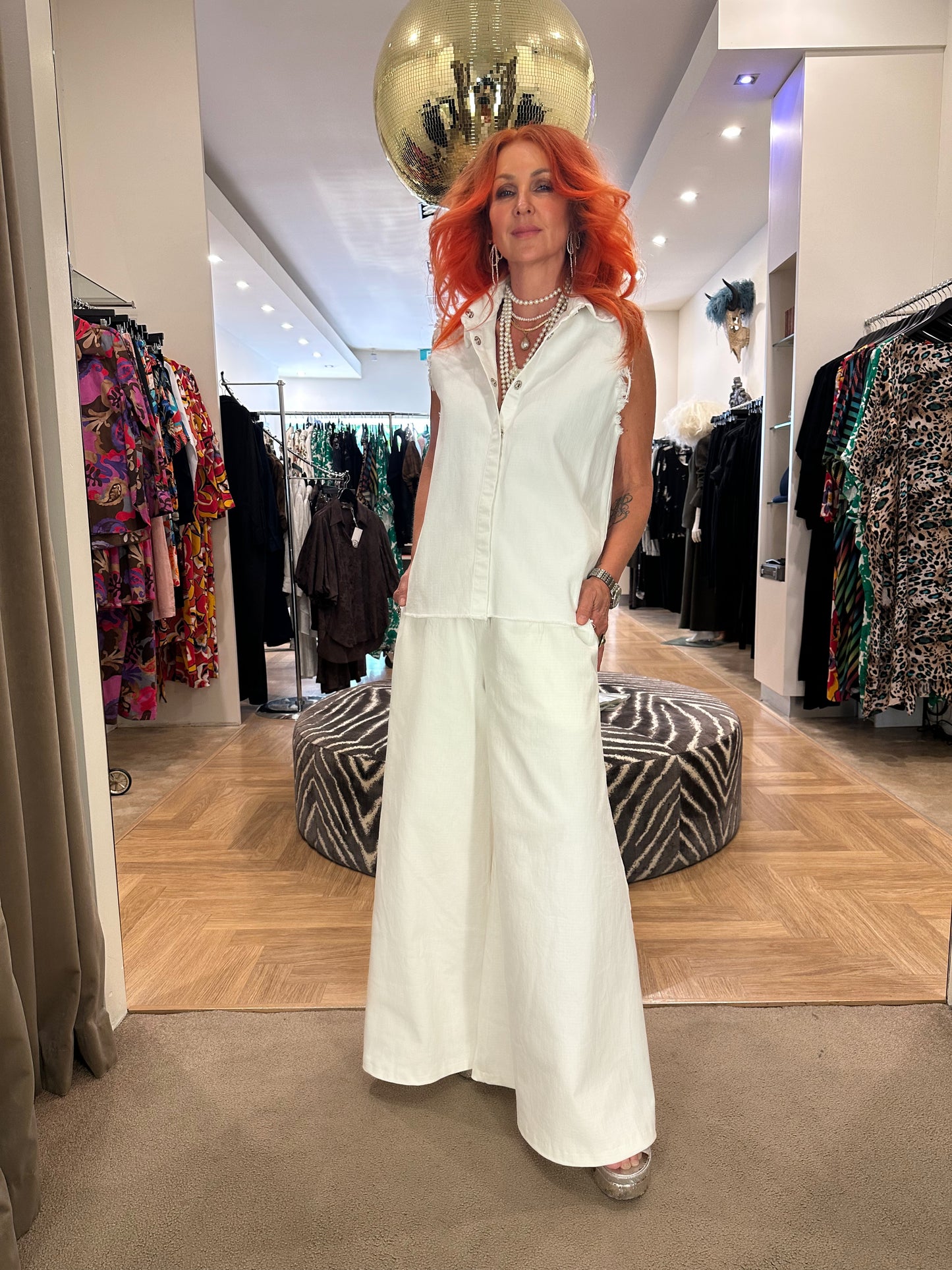 Denim Culottes in Off White