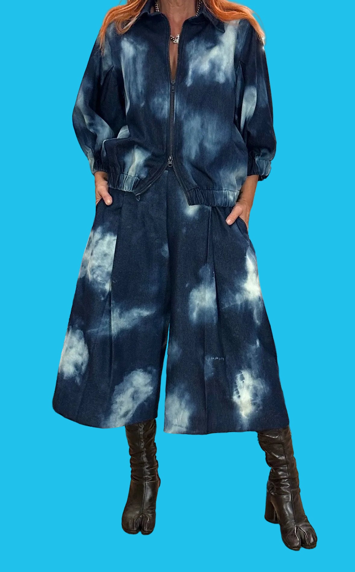 Denim Bomber in Blue Cloud