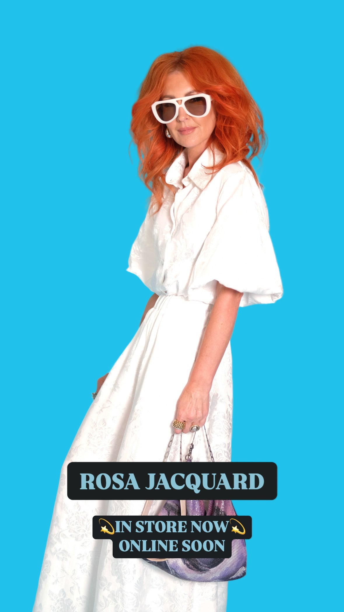 Dolly Shirt in White Rosa Jacquard