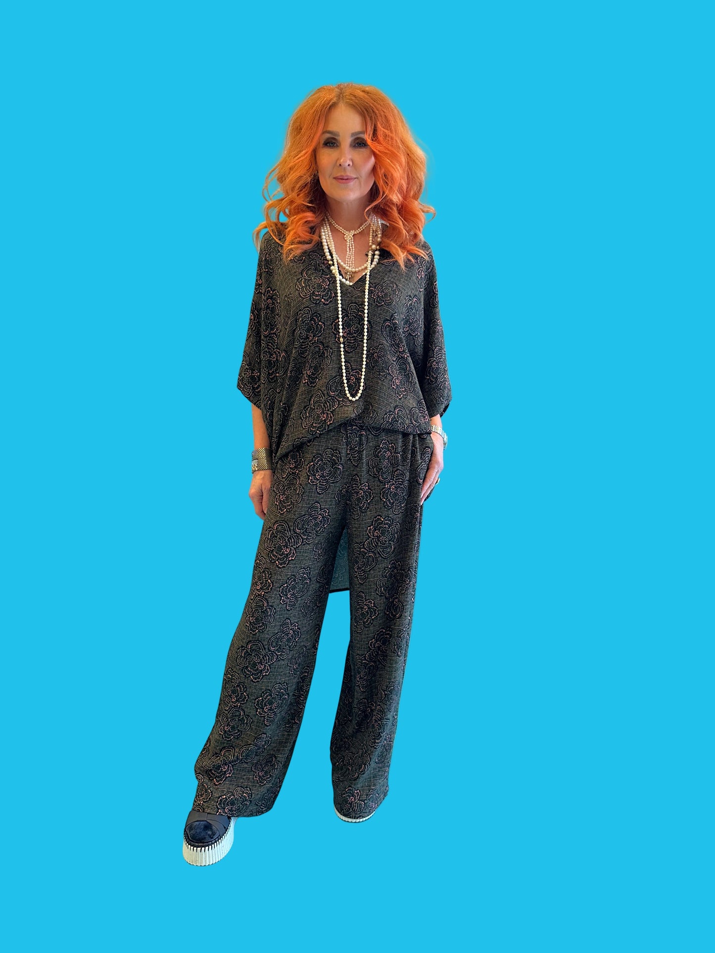 Wide Leg Pant in Khaki Bouclé LAST ONE