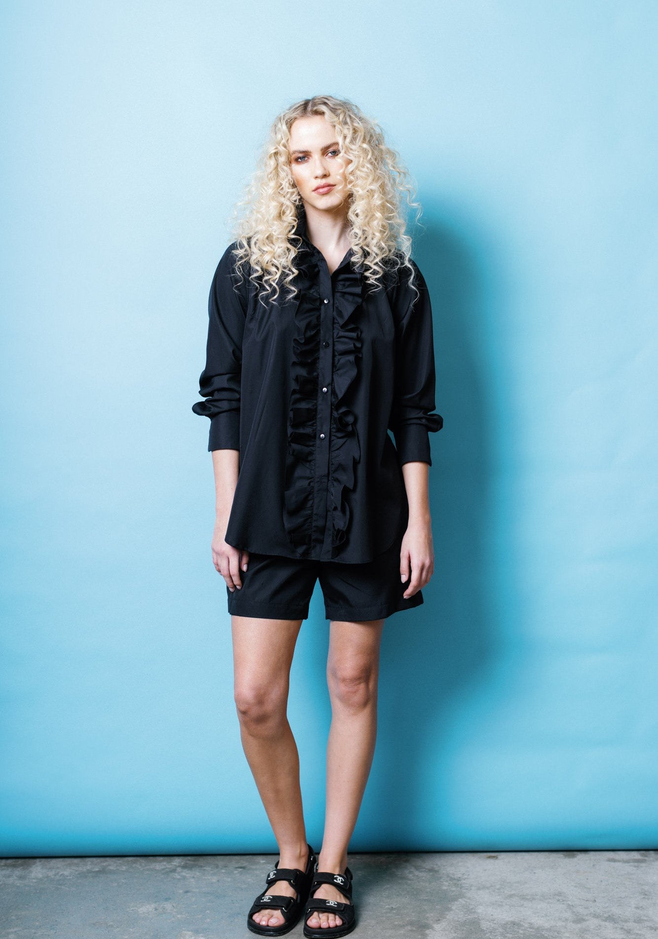 Ruffle Shirt in Black