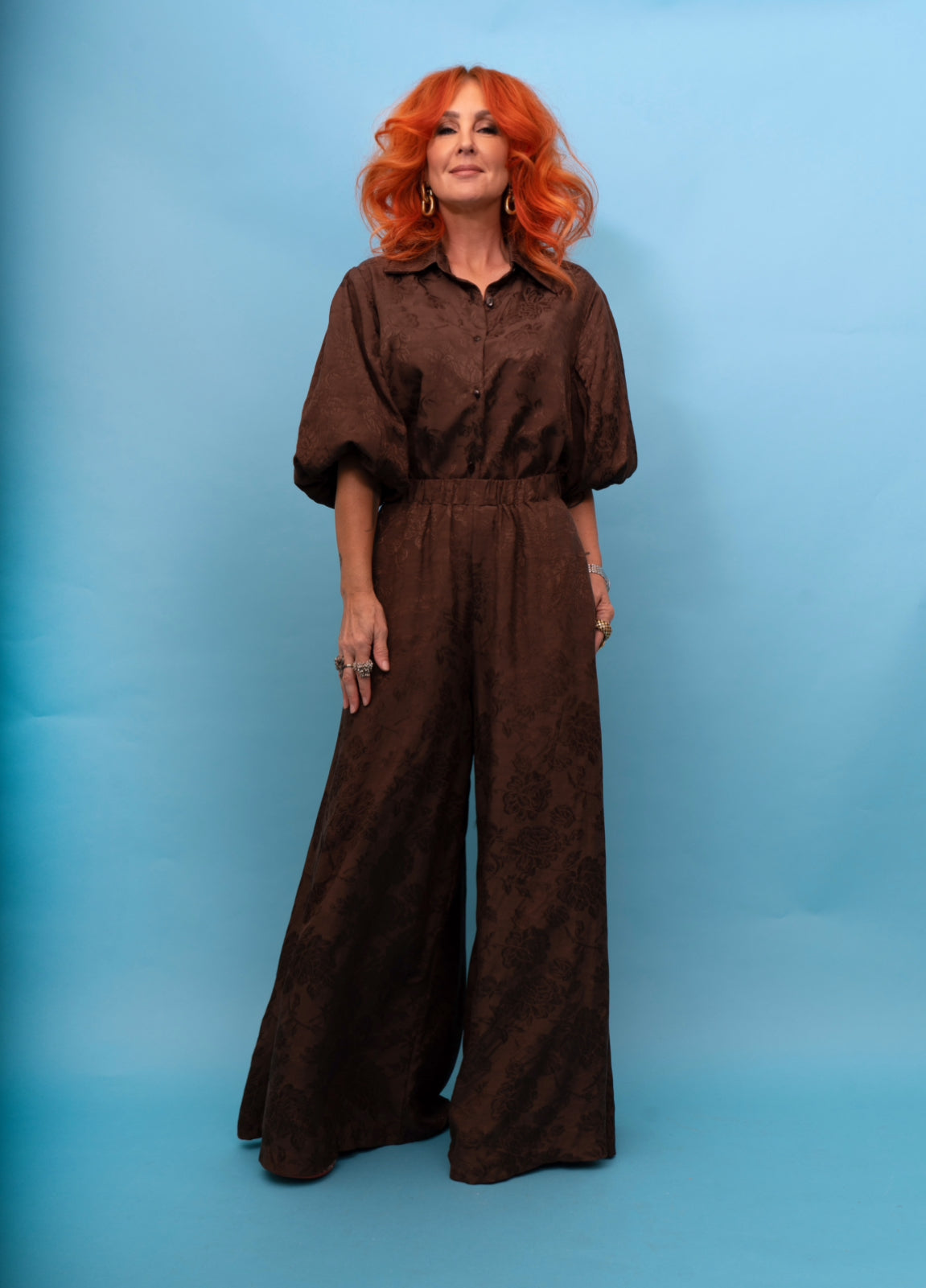 Dolly Shirt in Chocolate Rosa Jacquard
