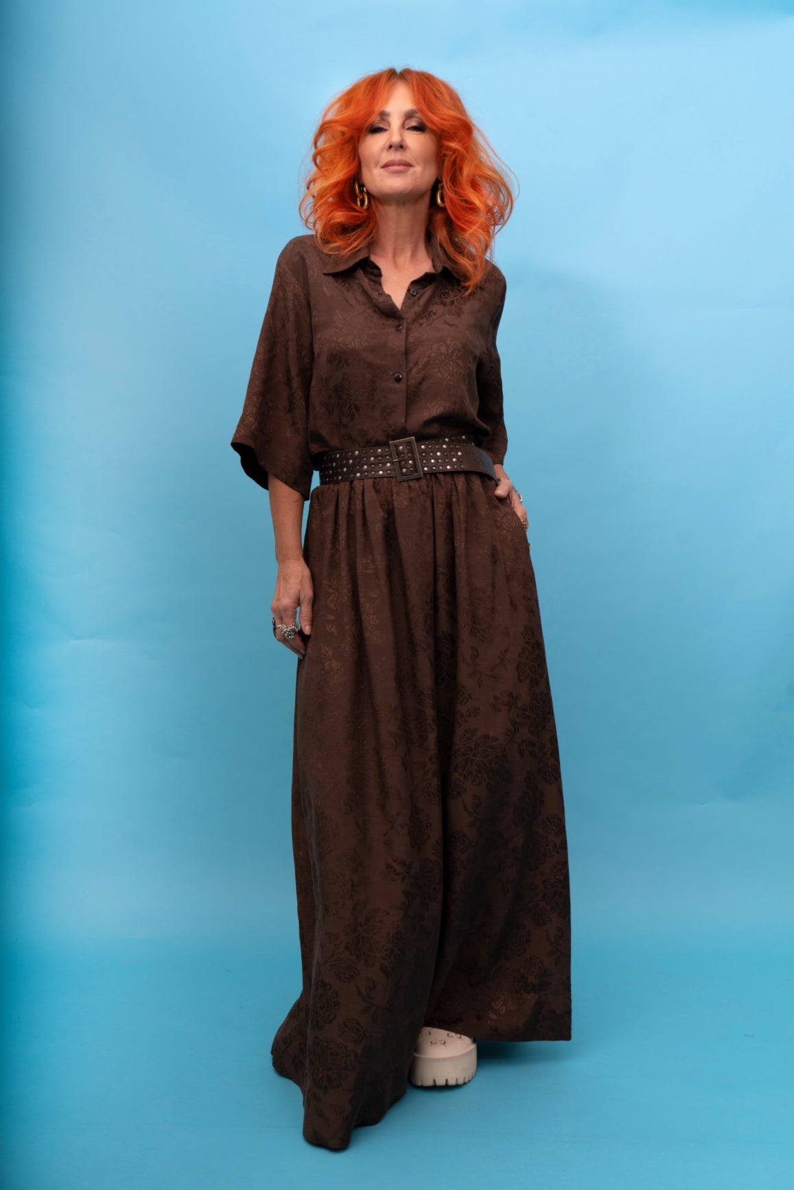 Classic Shirt in Chocolate Rosa Jacquard
