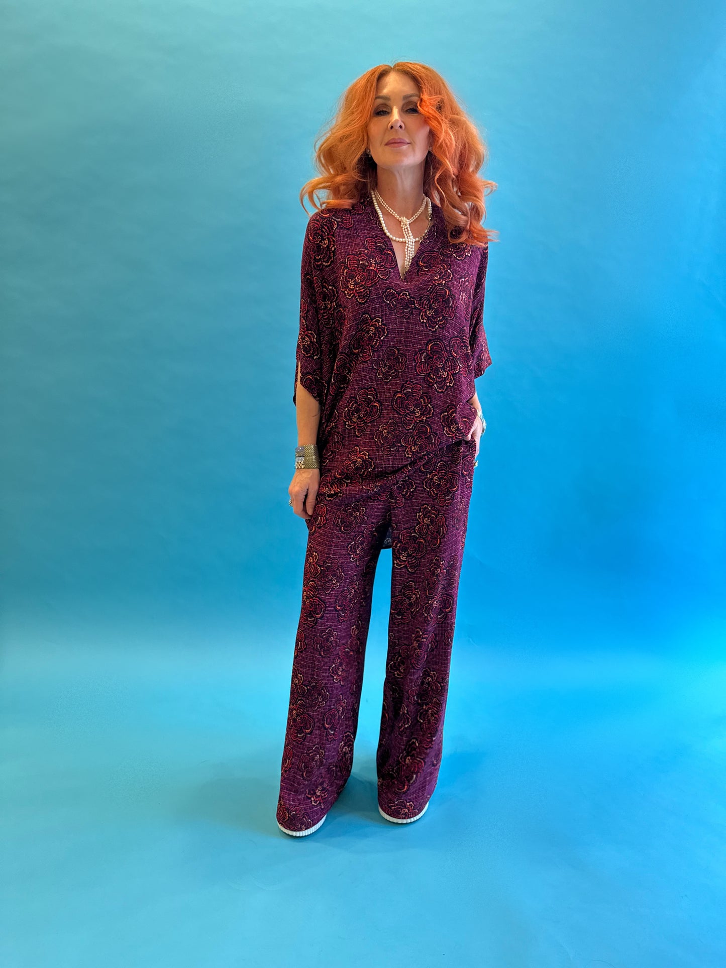 Kimono Pullover in Raspberry Bouclé