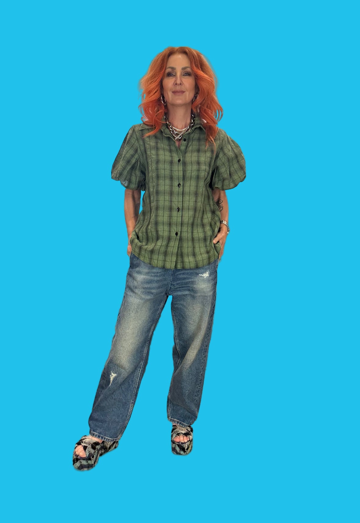 Dolly Box Shirt in Green Check