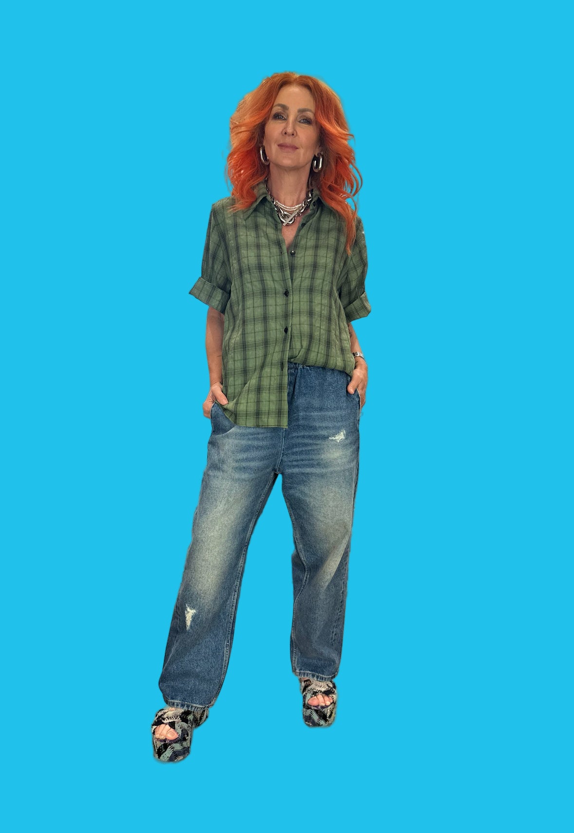 Classic Box Shirt in Green Check