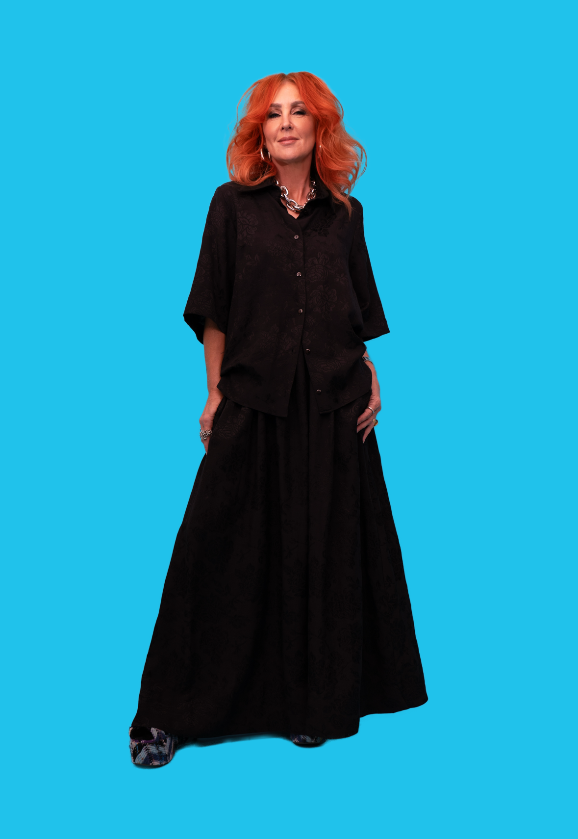 Classic Shirt in Black Rosa Jacquard