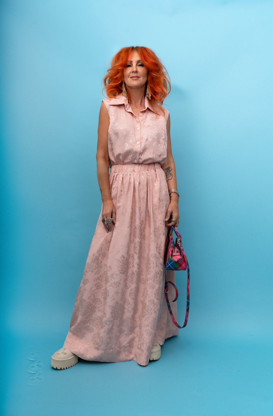 Classic Sleeveless Shirt in Pink Rosa Jacquard