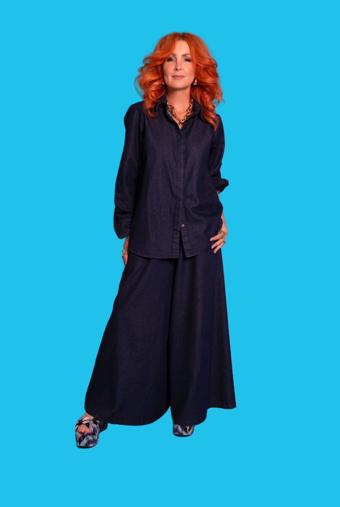 Denim Shacket in Indigo