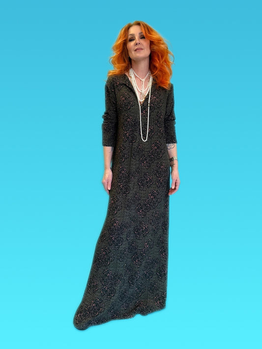 Column Dress in Khaki Bouclé