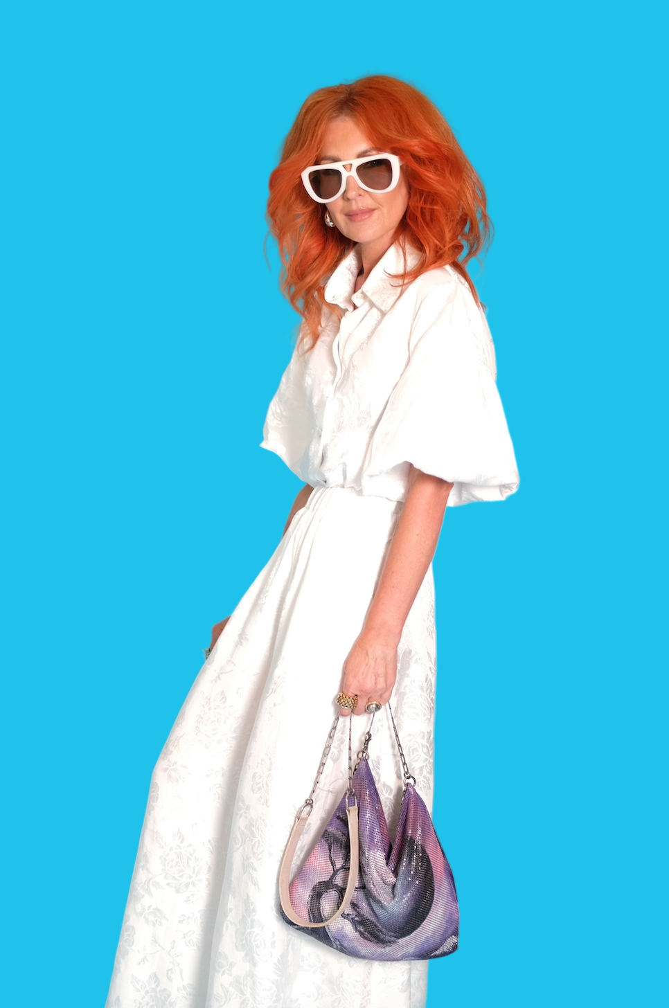 Culottes in White Rosa Jacquard