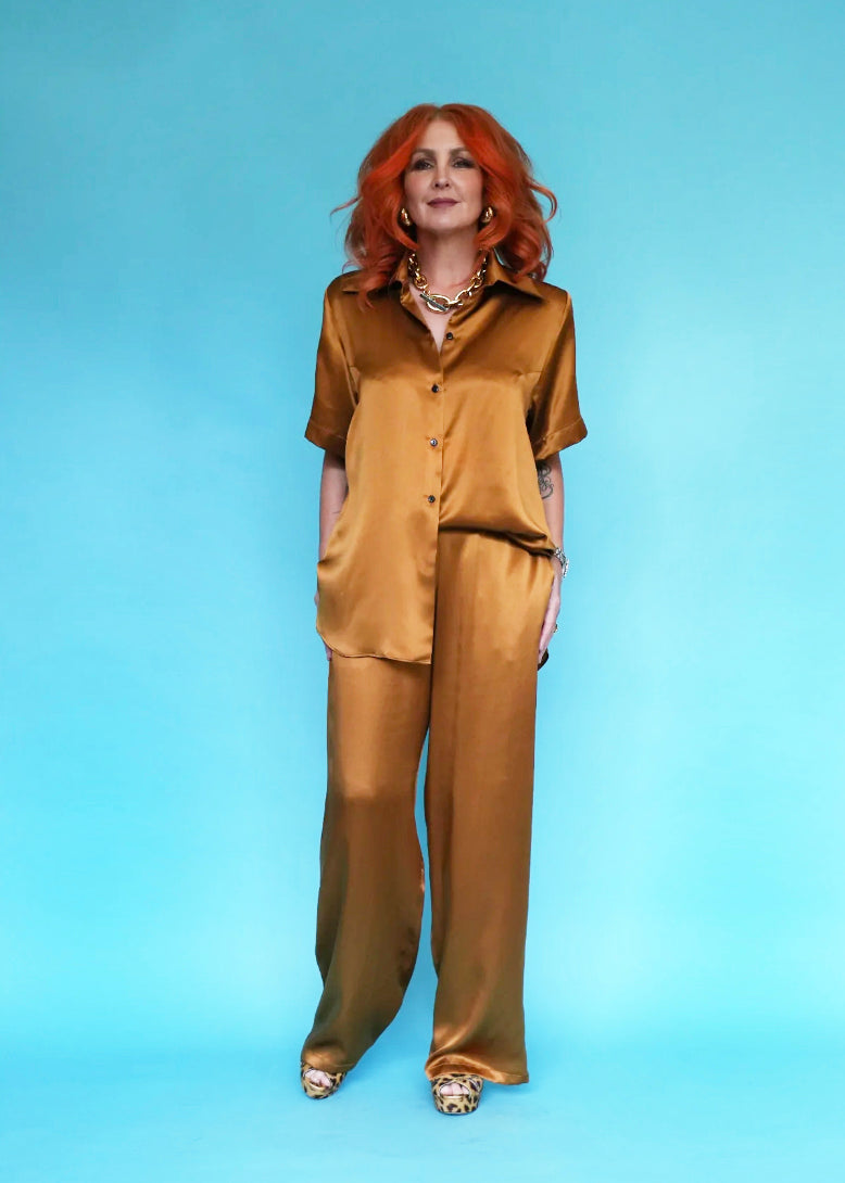 Silk Resort Shirt in Toffee LAST ONE