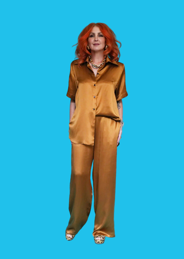 Silk Resort Shirt in Toffee LAST ONE