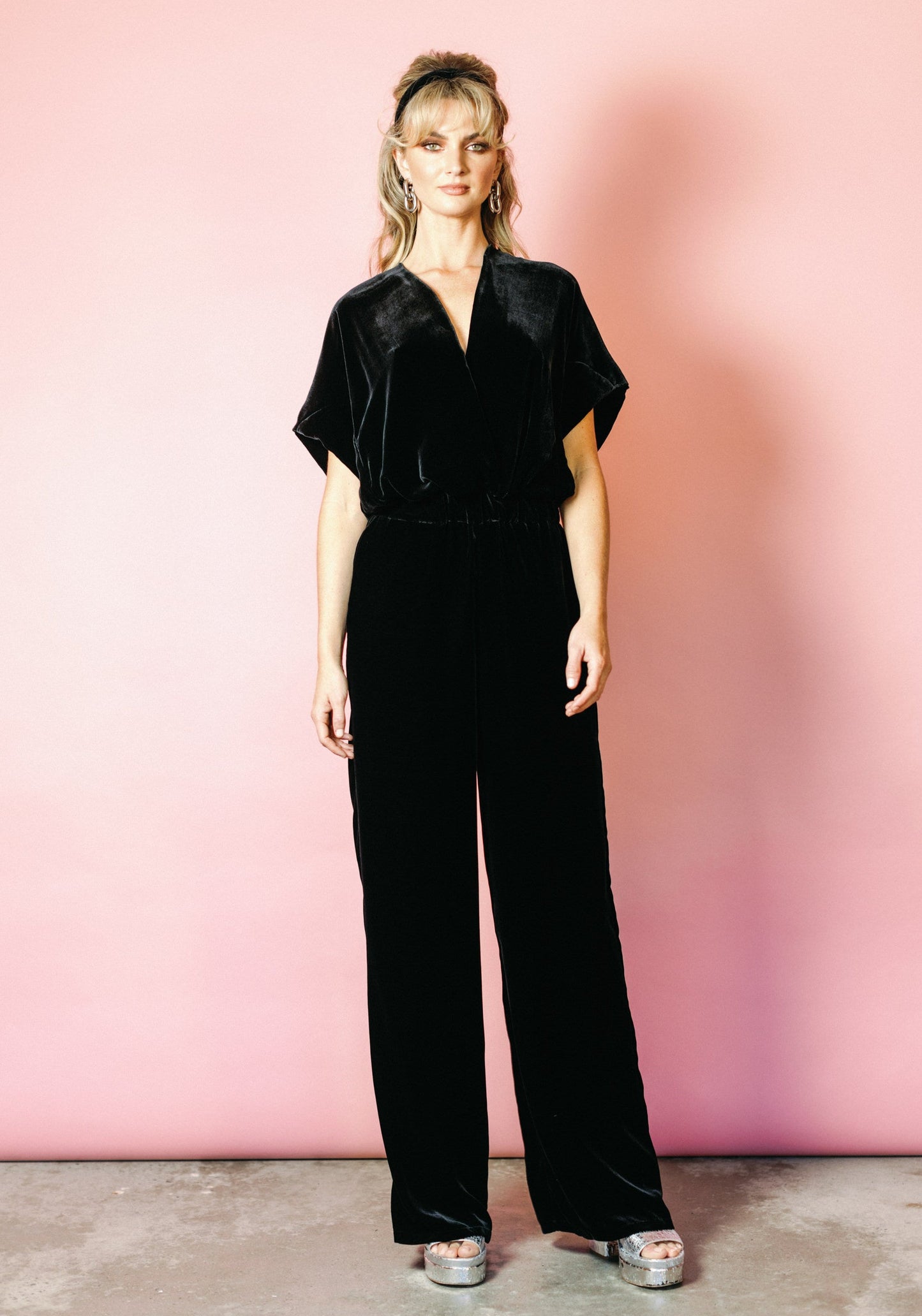 Luxe Jumpsuit in Black Silk Velvet