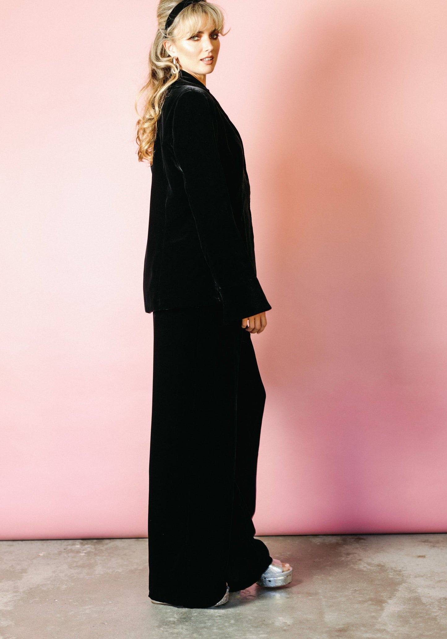 Silk Velvet Jacket in Black