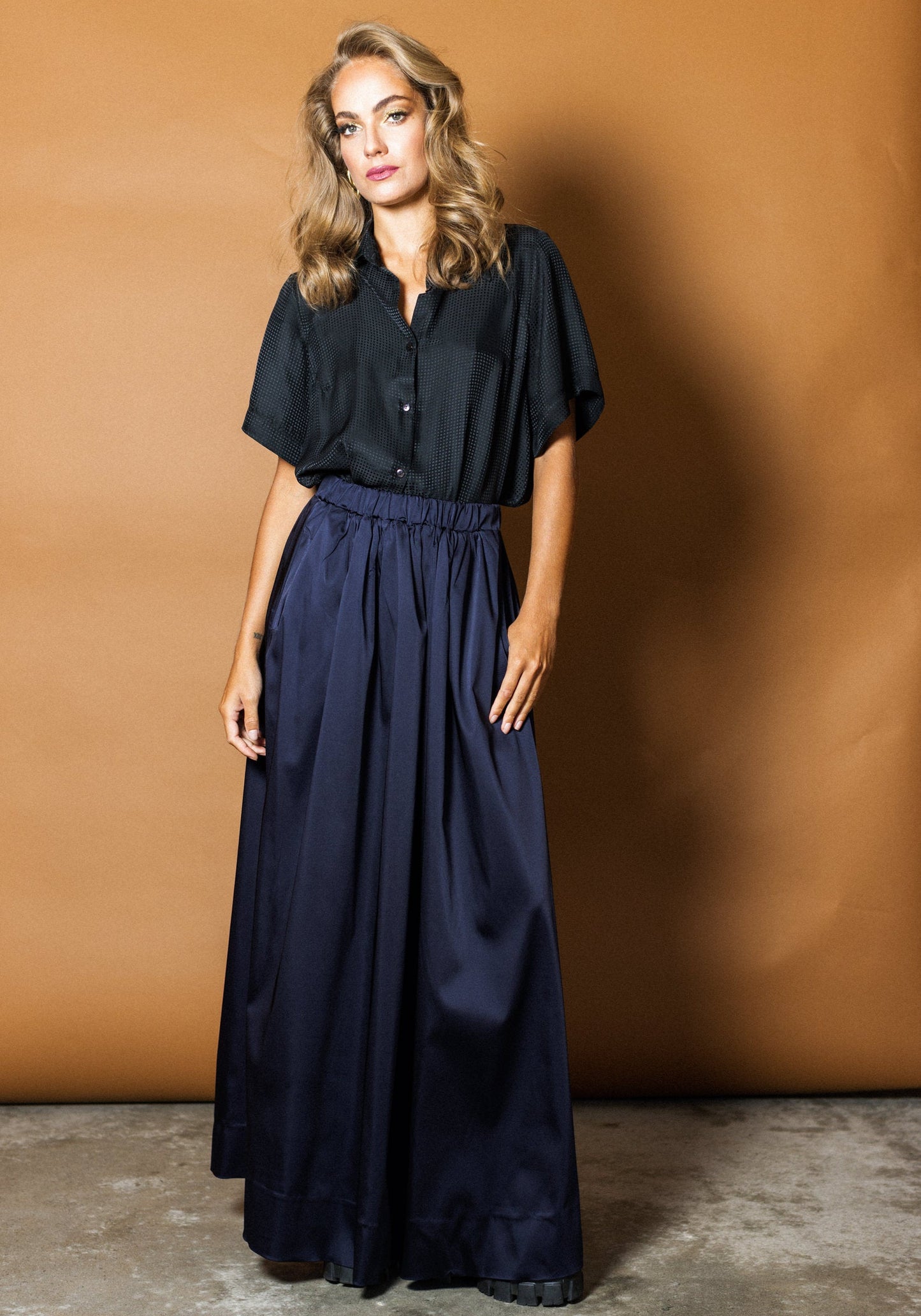 Luxe Maxi Skirt in Navy