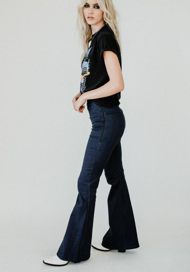 Stretch Denim Flares Indigo