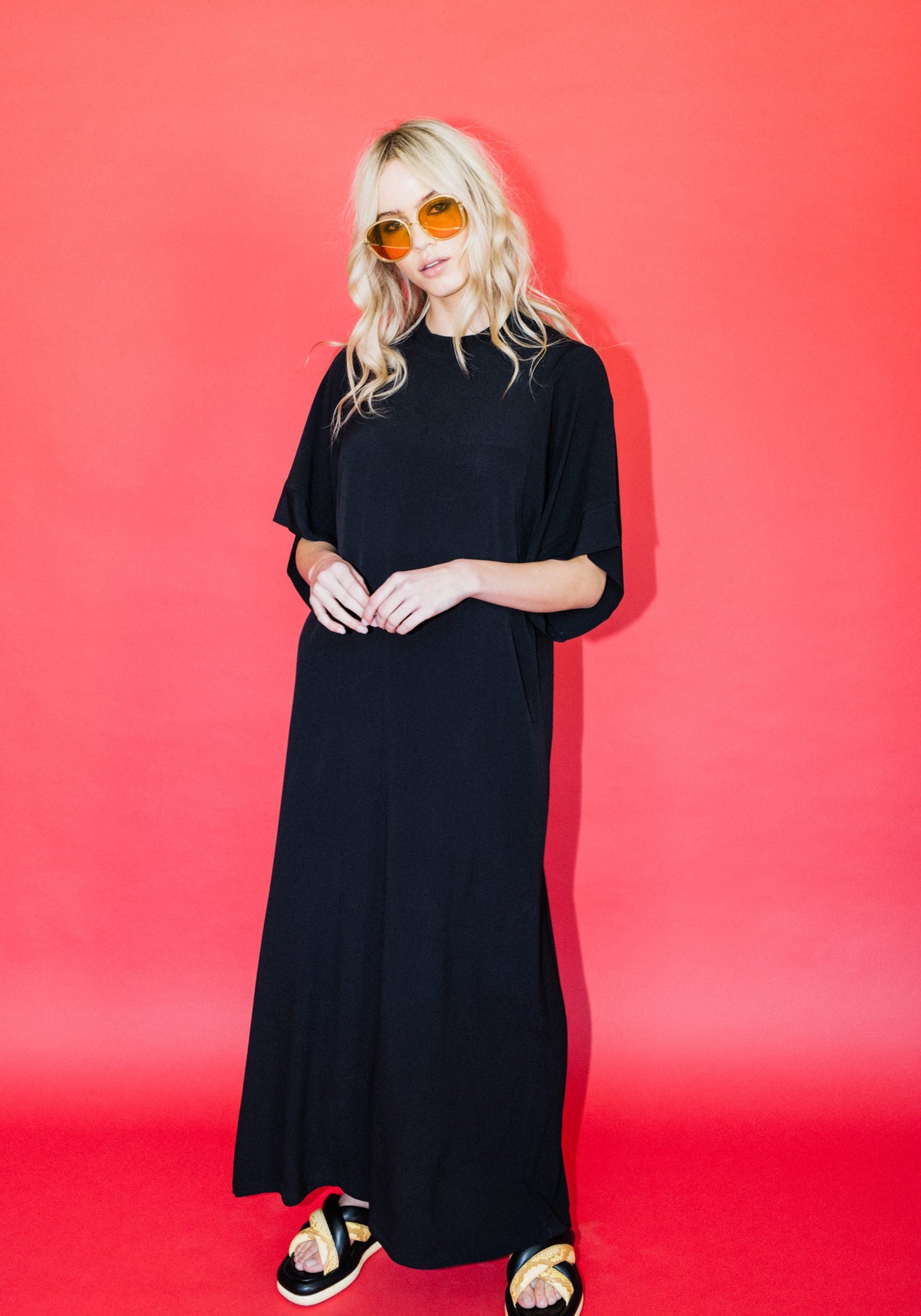 Kimono Sleeve Dress in Black