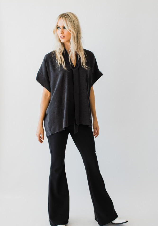 Bonded Crepe Flares Black