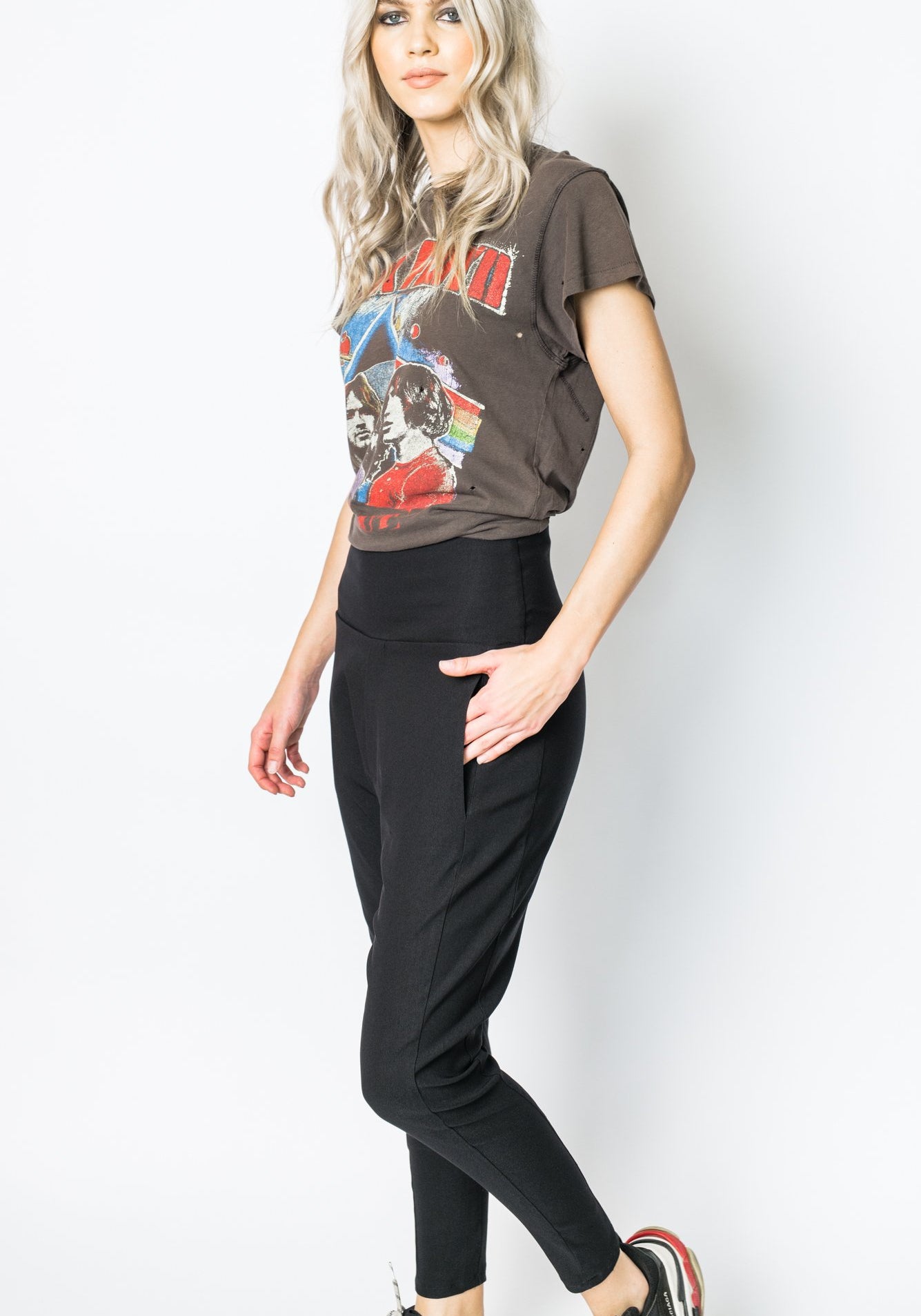 Twill Highrise Cropped Pant Black