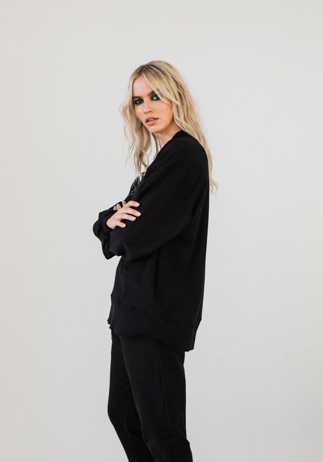 Olympia V-neck Sweat Top Black