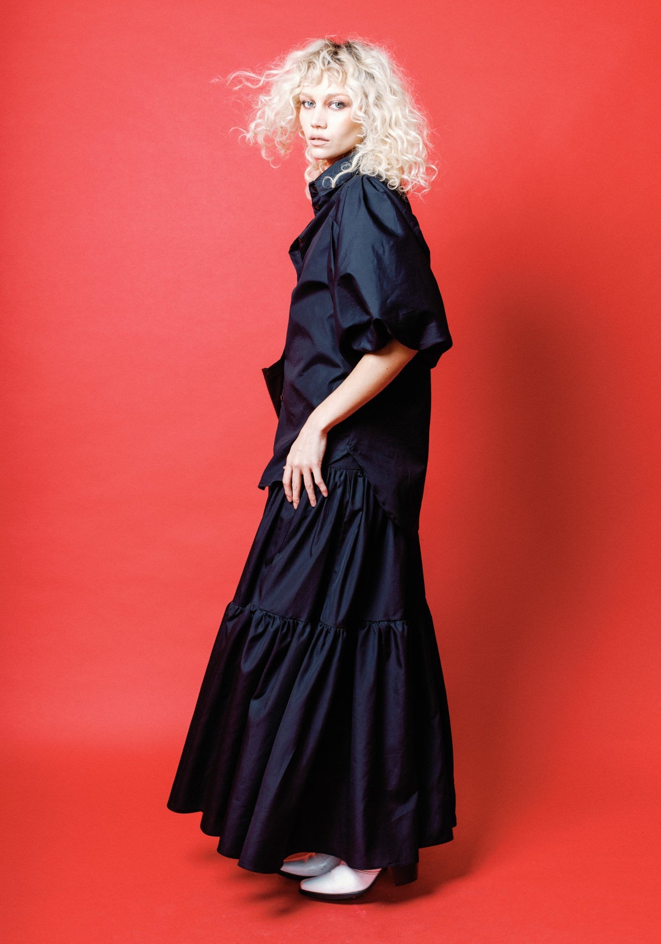 Tiered Maxi Skirt in Black