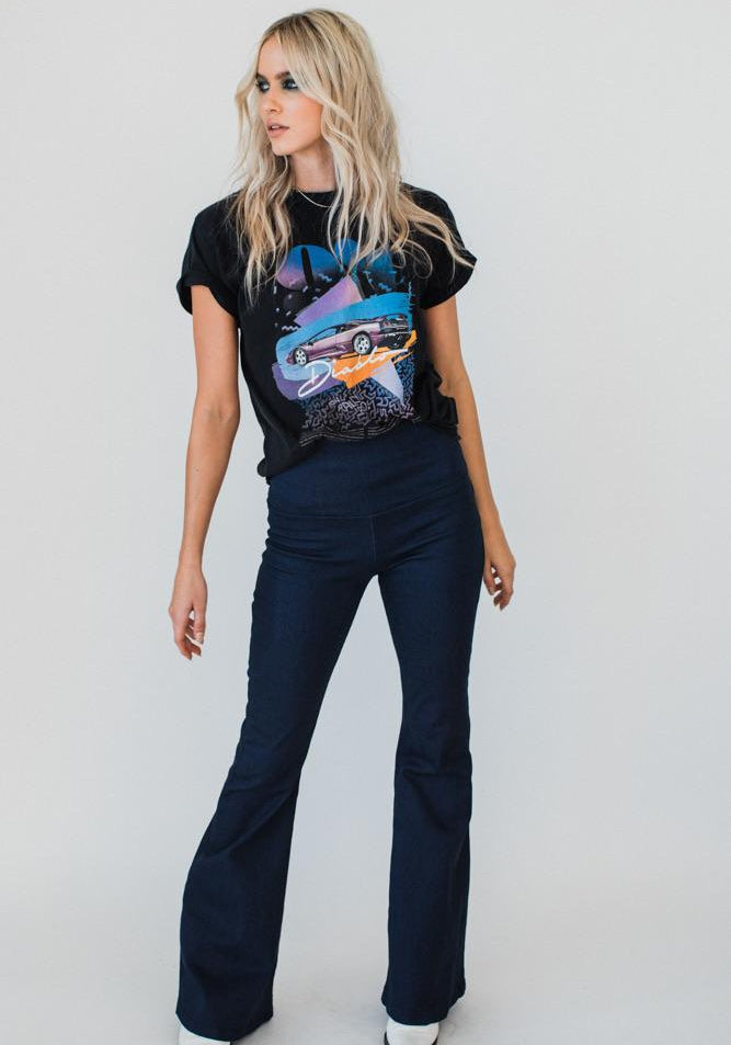 Stretch Denim Flares Indigo