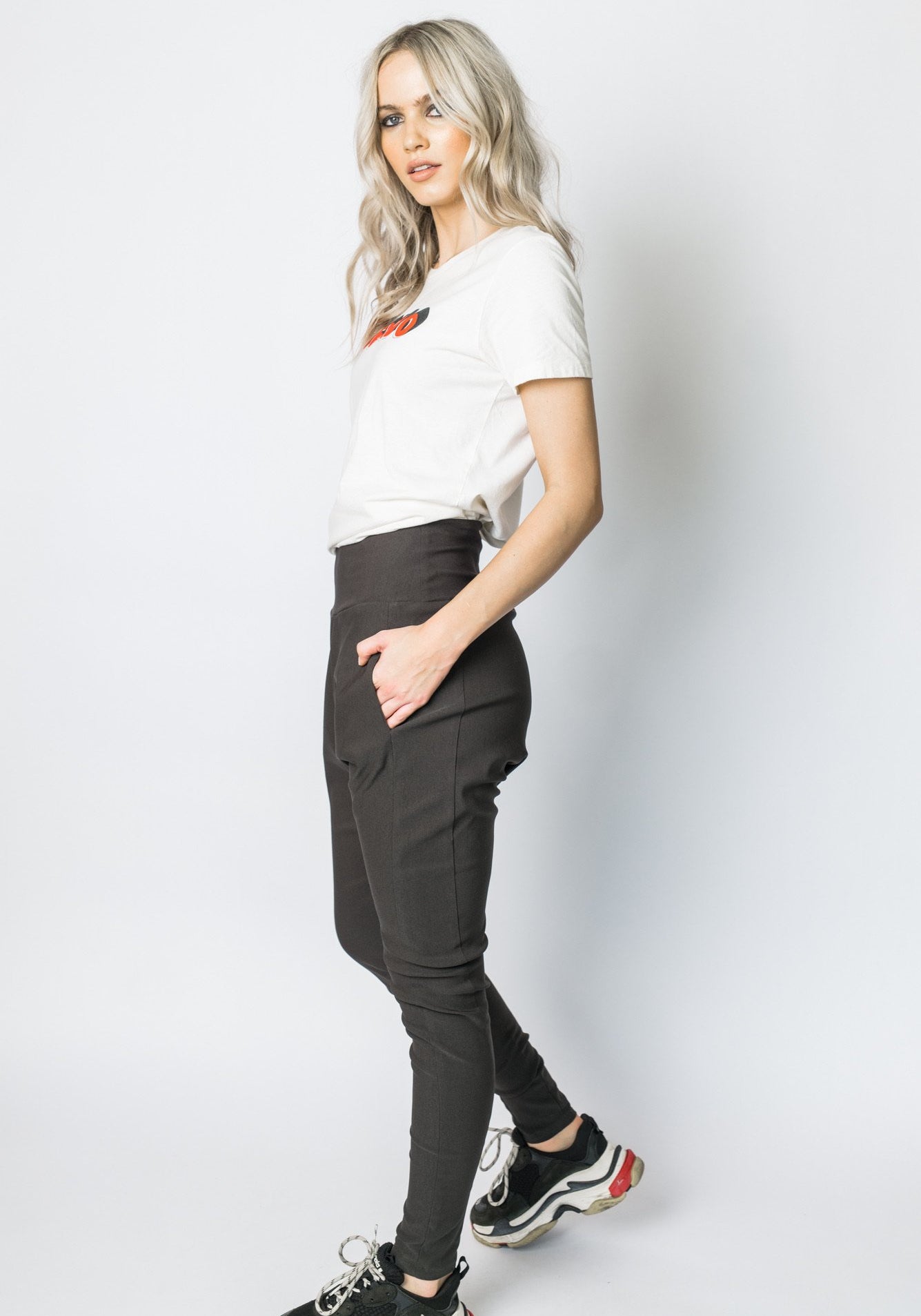 Twill Highrise Trainer Khaki