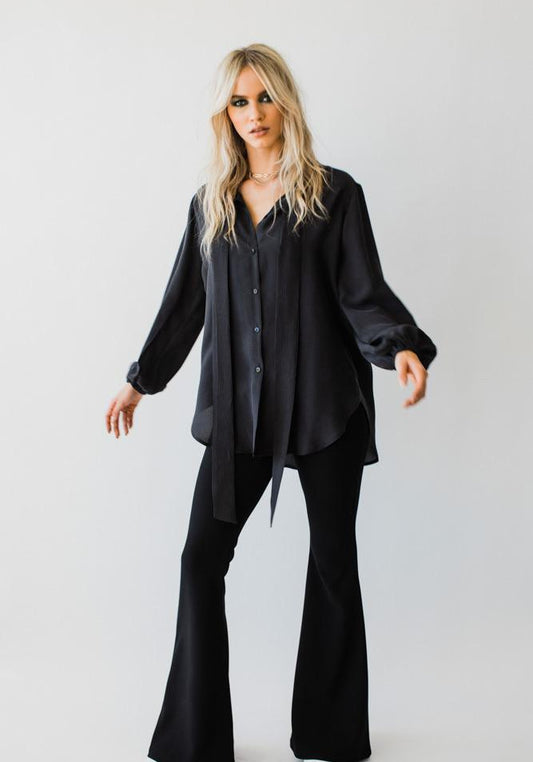 Bonded Crepe Flares Black