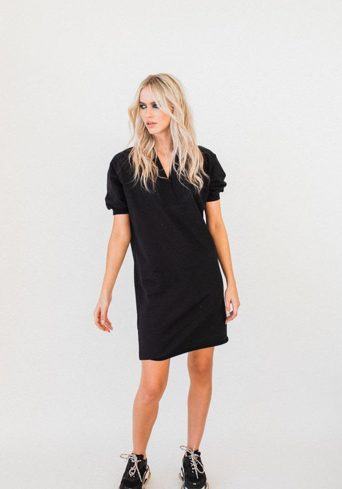 Olympia S/S V-neck Sweater Dress Black