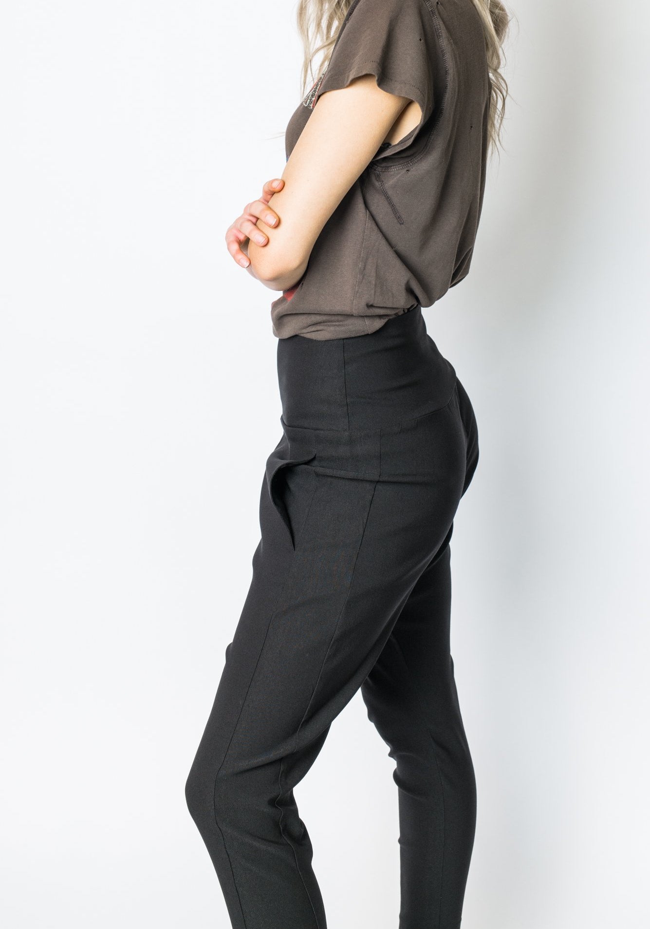 Twill Highrise Cropped Pant Black