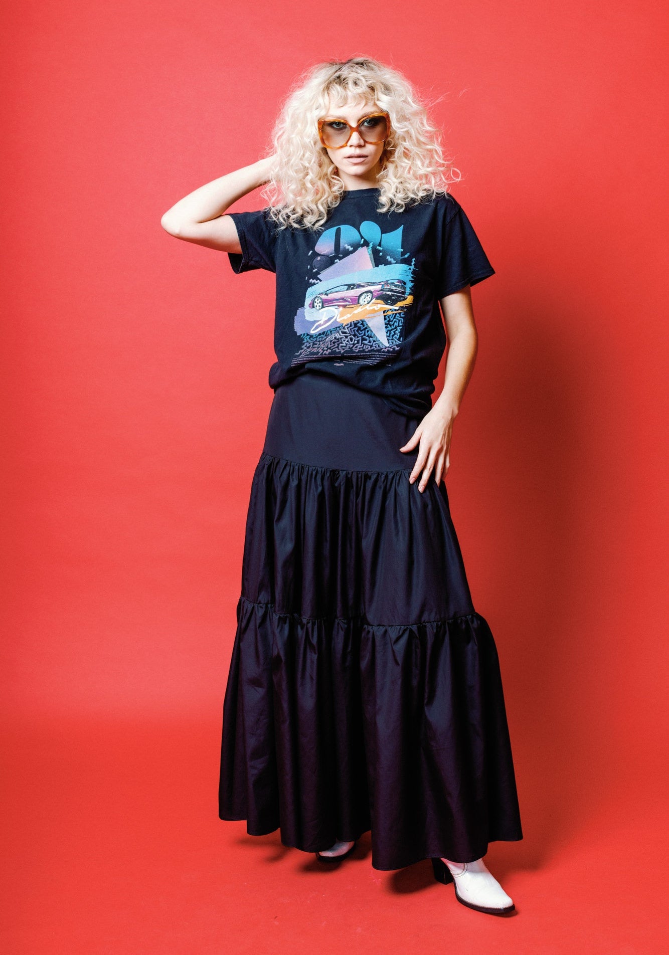 Tiered Maxi Skirt in Black