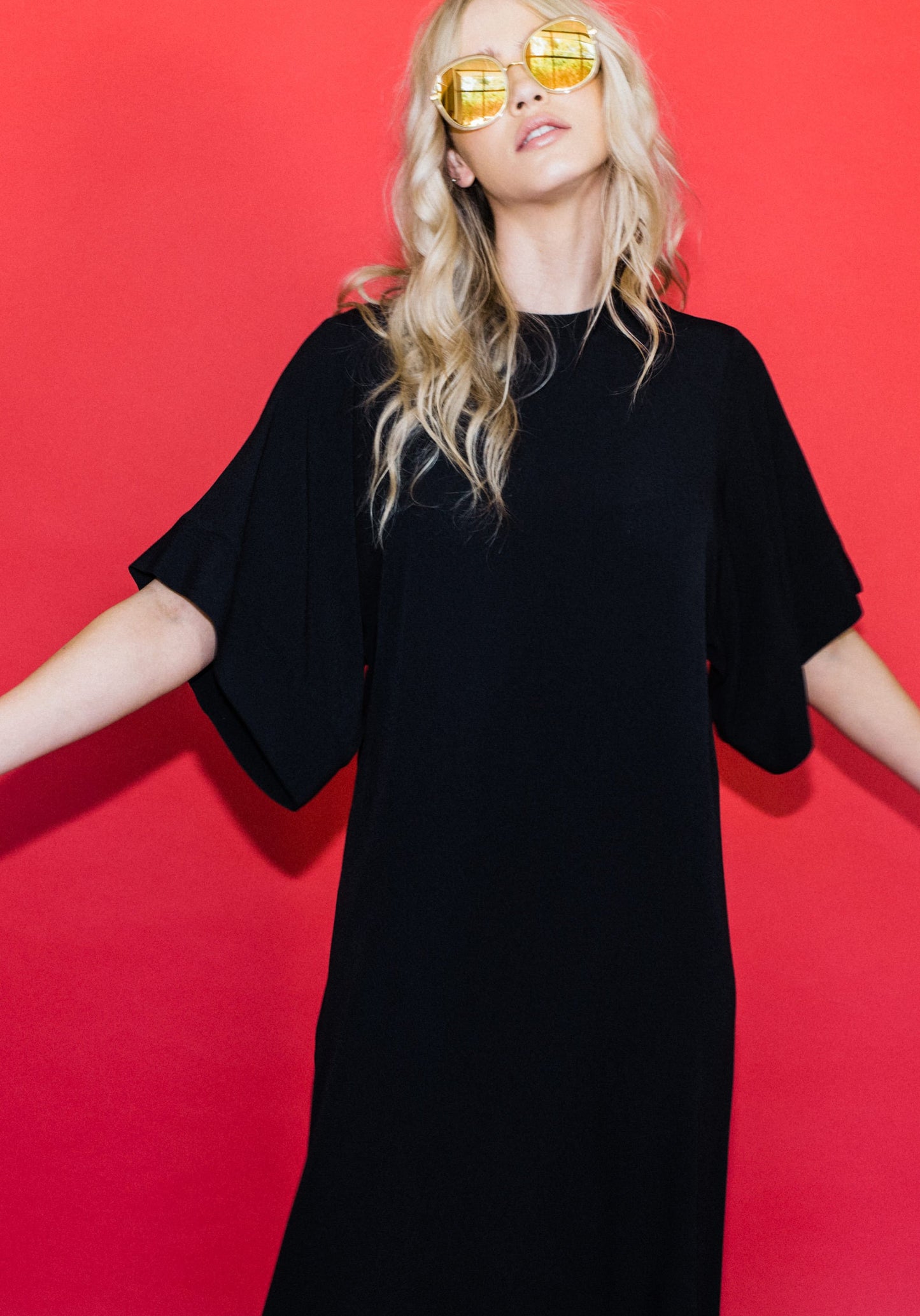 Kimono Sleeve Dress in Black