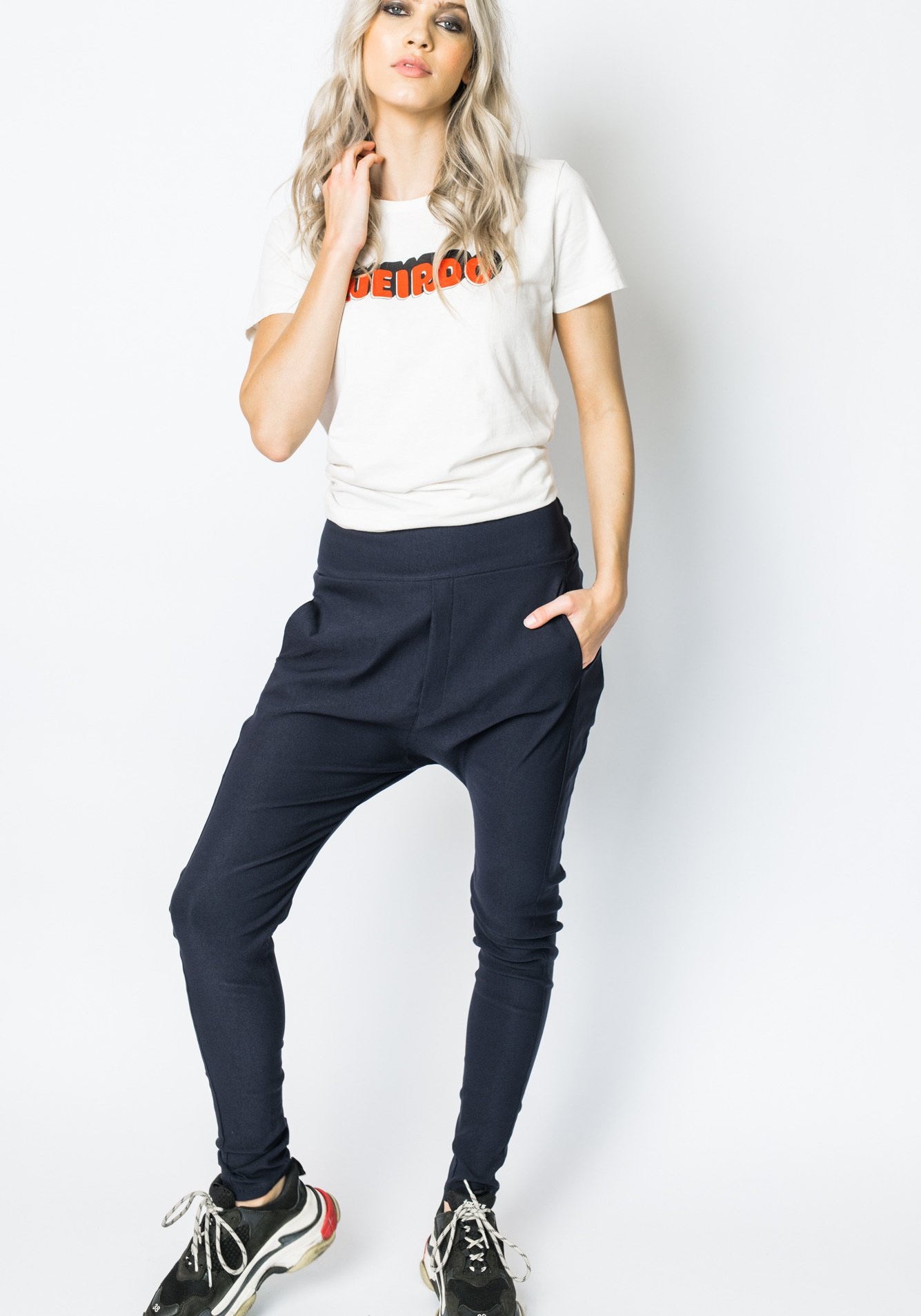 Twill Highrise Trainer Navy