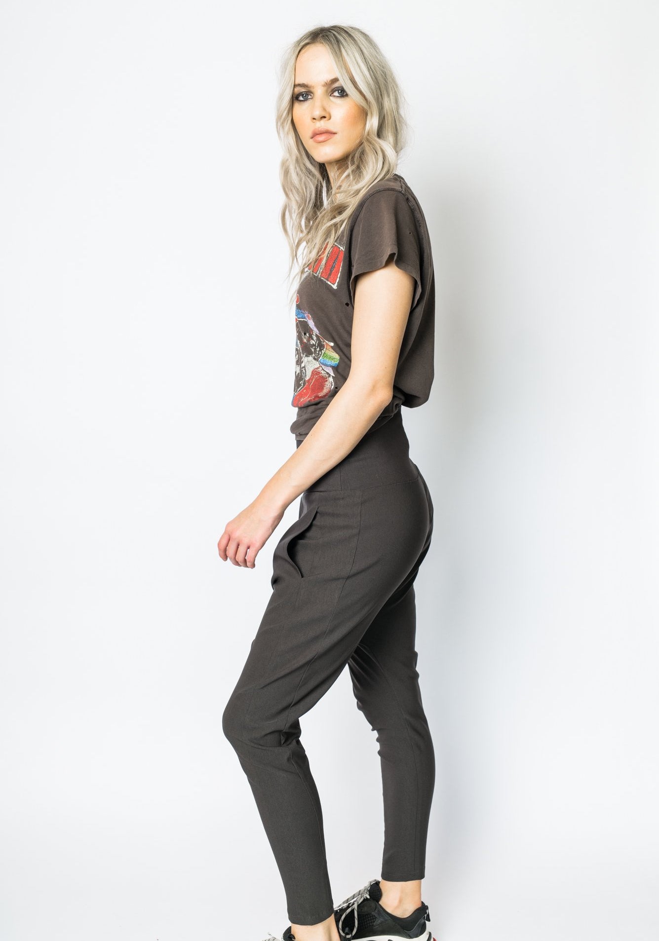 Twill Highrise Cropped Pant Khaki