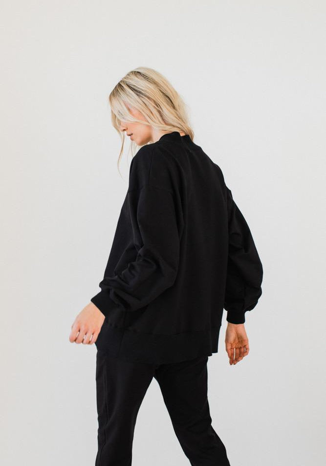 Olympia V-neck Sweat Top Black