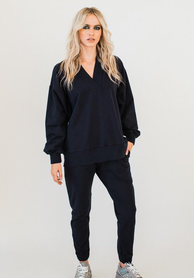 Olympia V-neck Sweat Top Navy