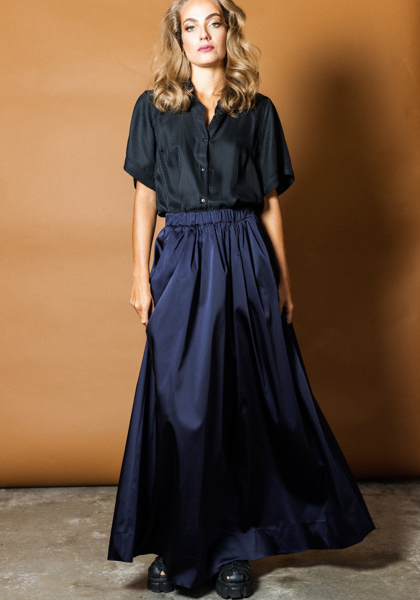 Luxe Maxi Skirt in Navy