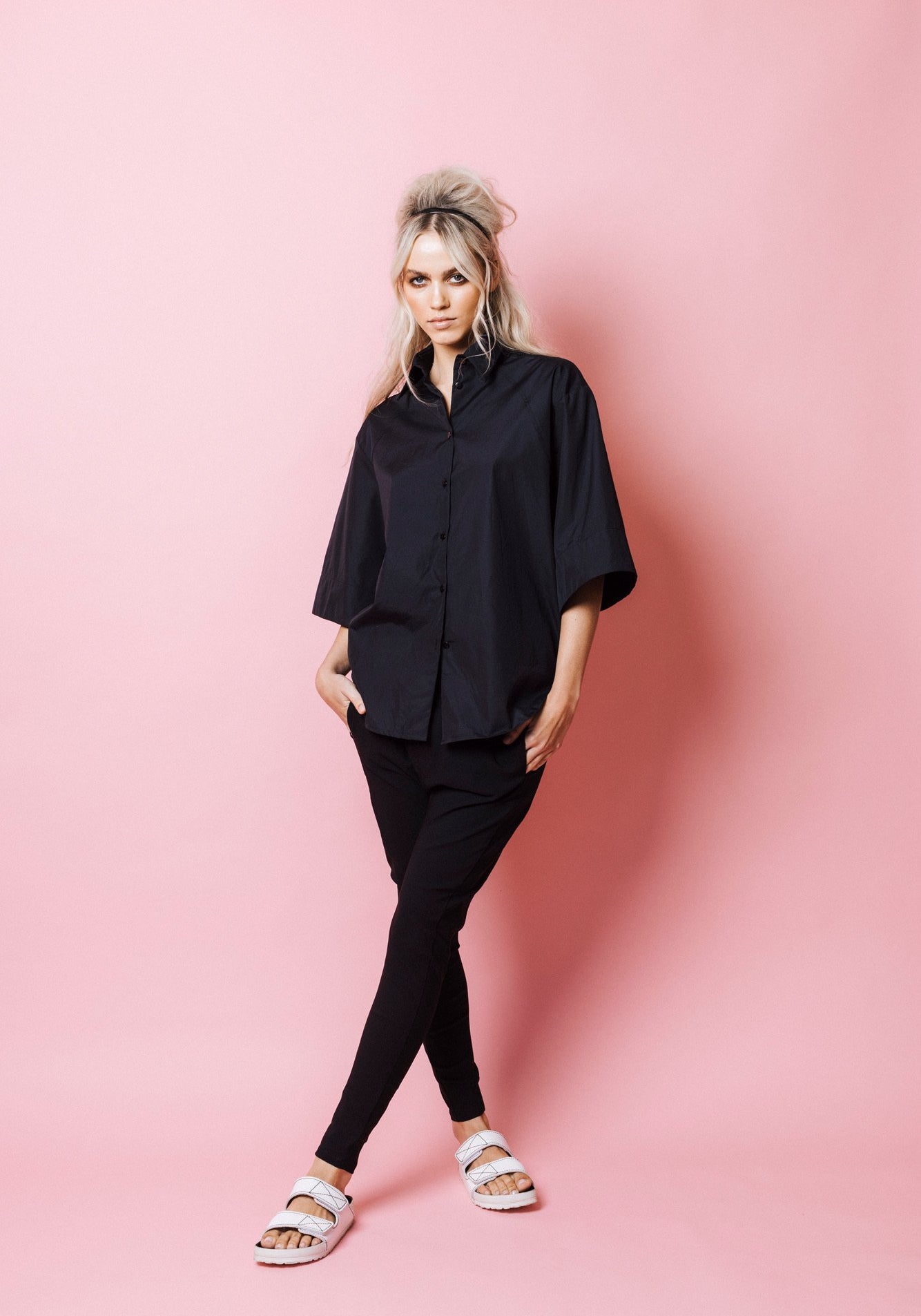 Cuffed Shirt in Black
