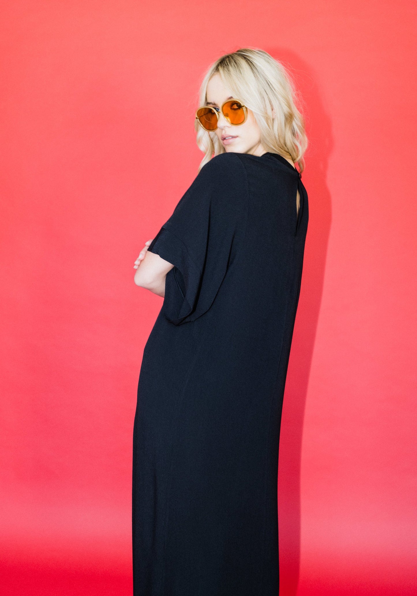 Kimono Sleeve Dress in Black