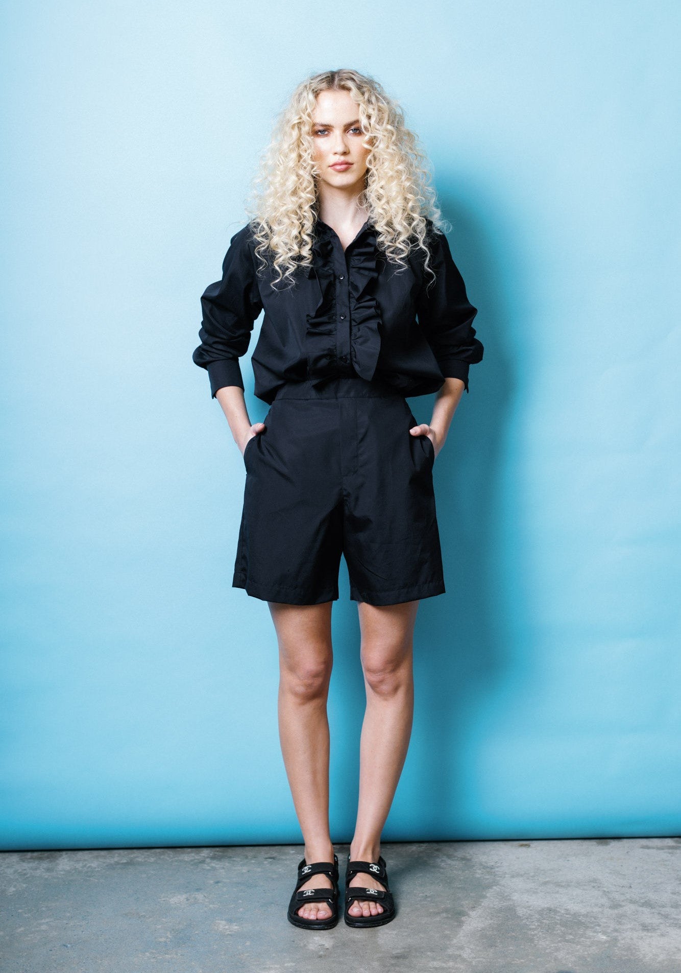 Ruffle Shirt in Black – Empire Rose