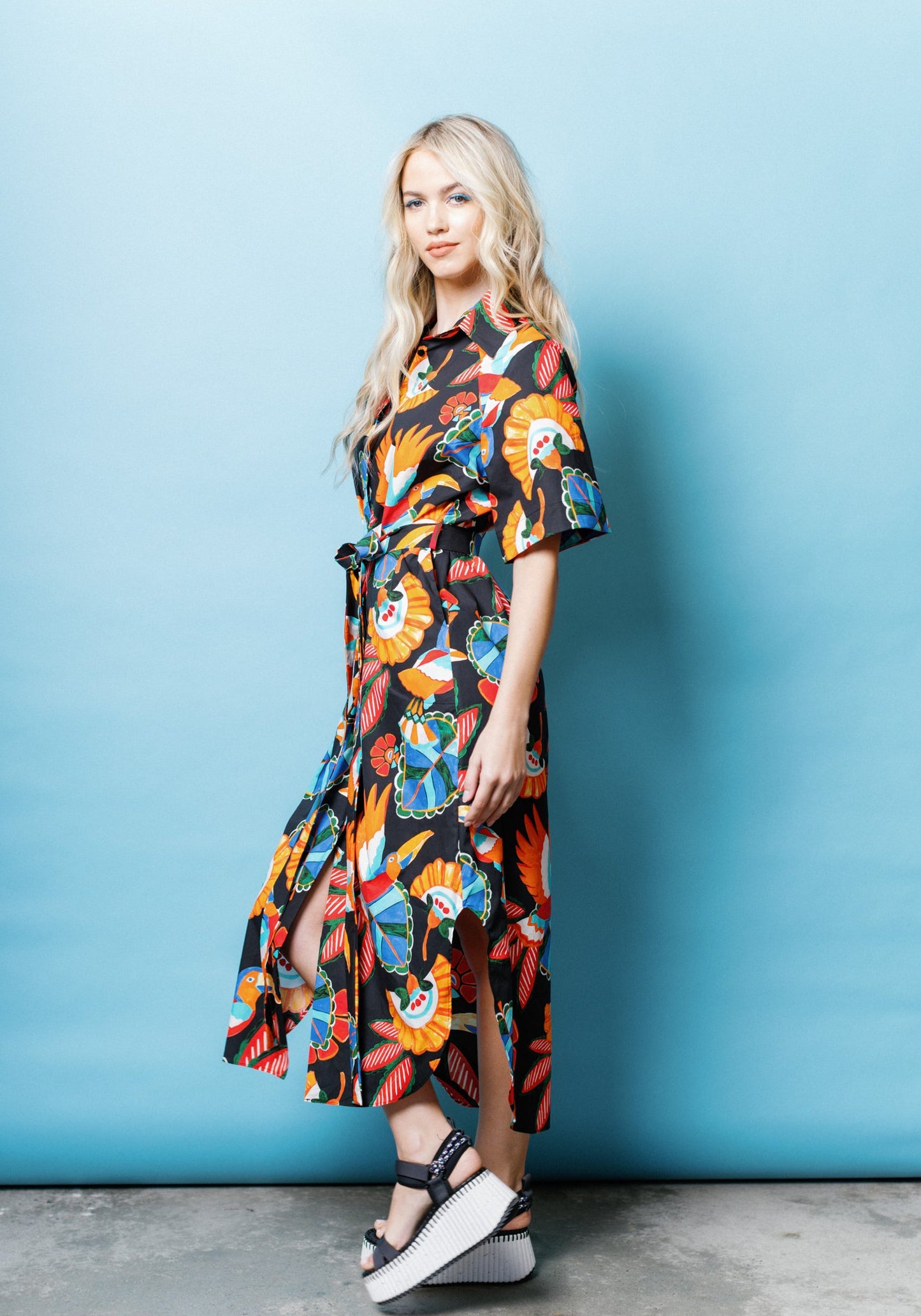 Resort Shirtdress in Black Toucan