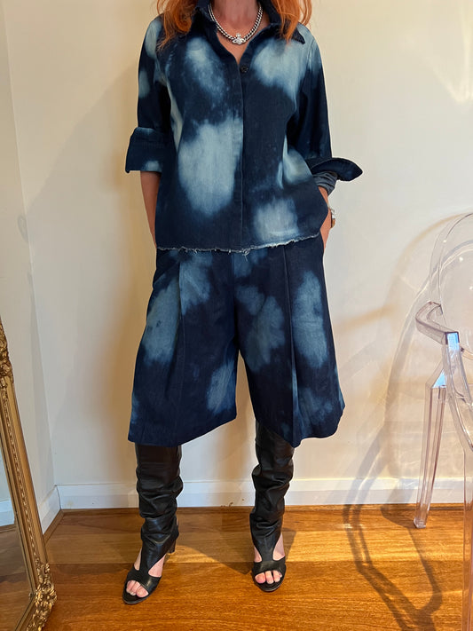 Longline Short in Blue Cloud