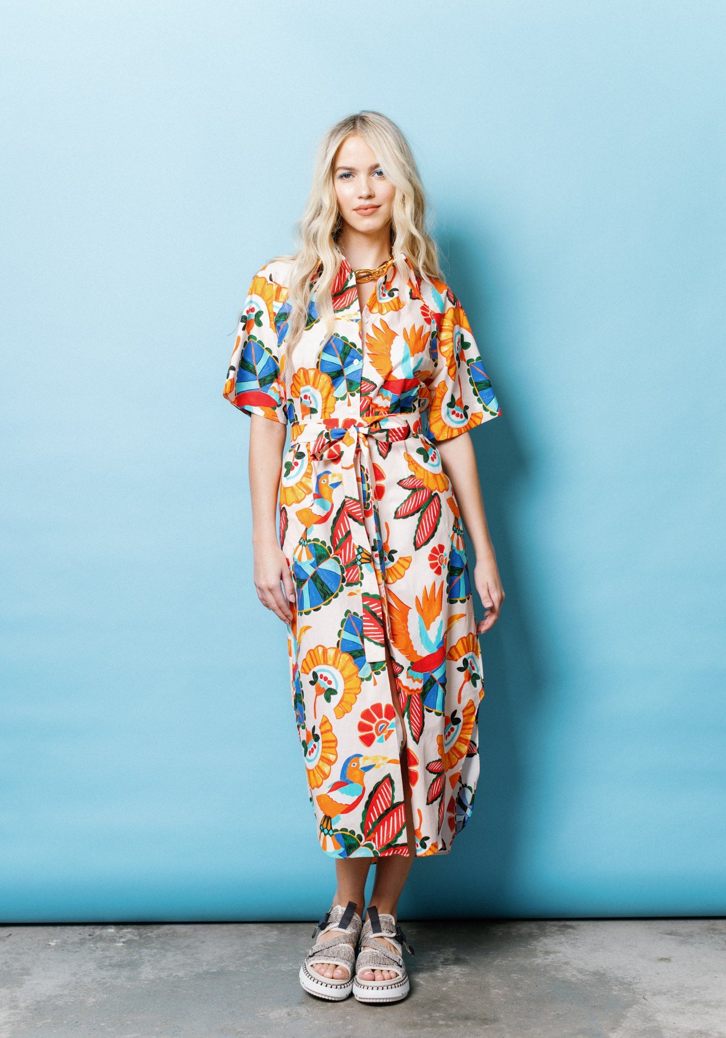 Resort Shirtdress in Natural Toucan LAST ONE