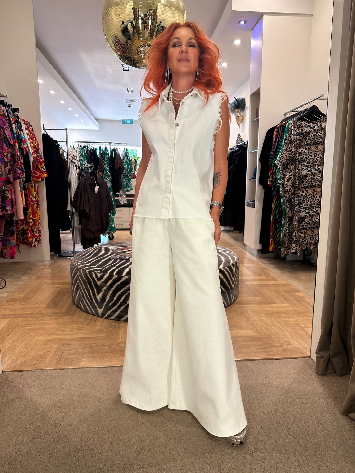 Denim Culottes in Off White